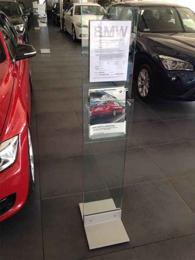 Hand-built showroom literature stand