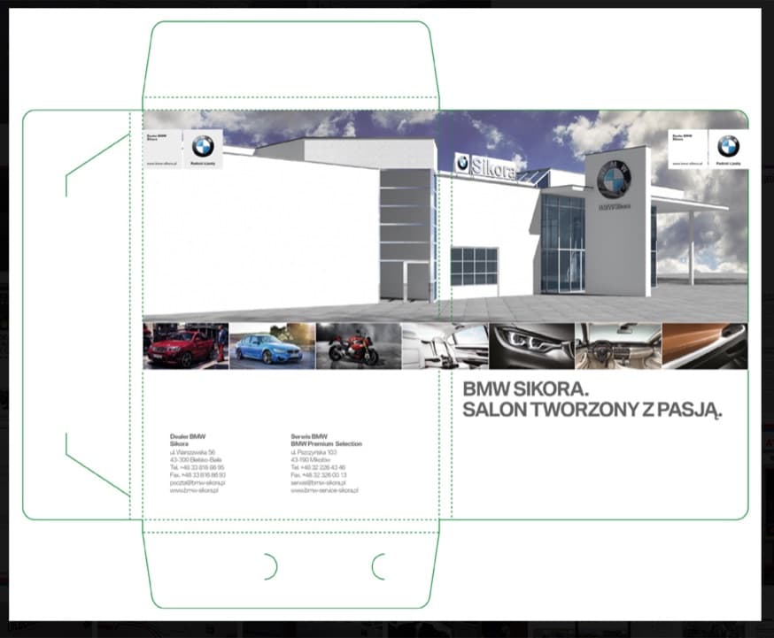 Dealer folder die-cut design mockup