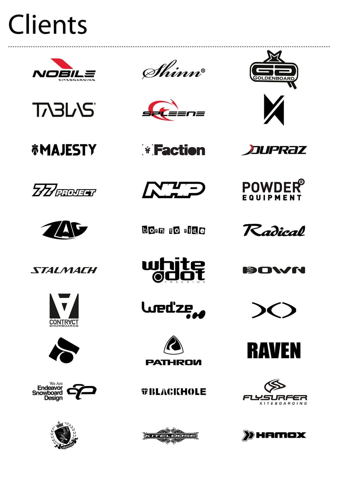 Some of the international board brands the construction office served