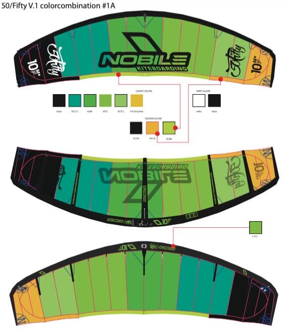 Nobile Fifty kite - colourway and material specification