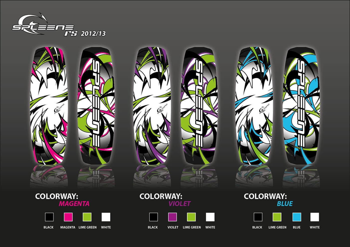 Spleene RS 2012/13 wakeboards - colourway renders